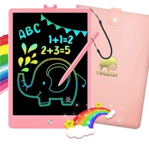 LCD 10in Pink Writing Tablet for Kids, Drawing Doodling Board with Case Ages 3+
